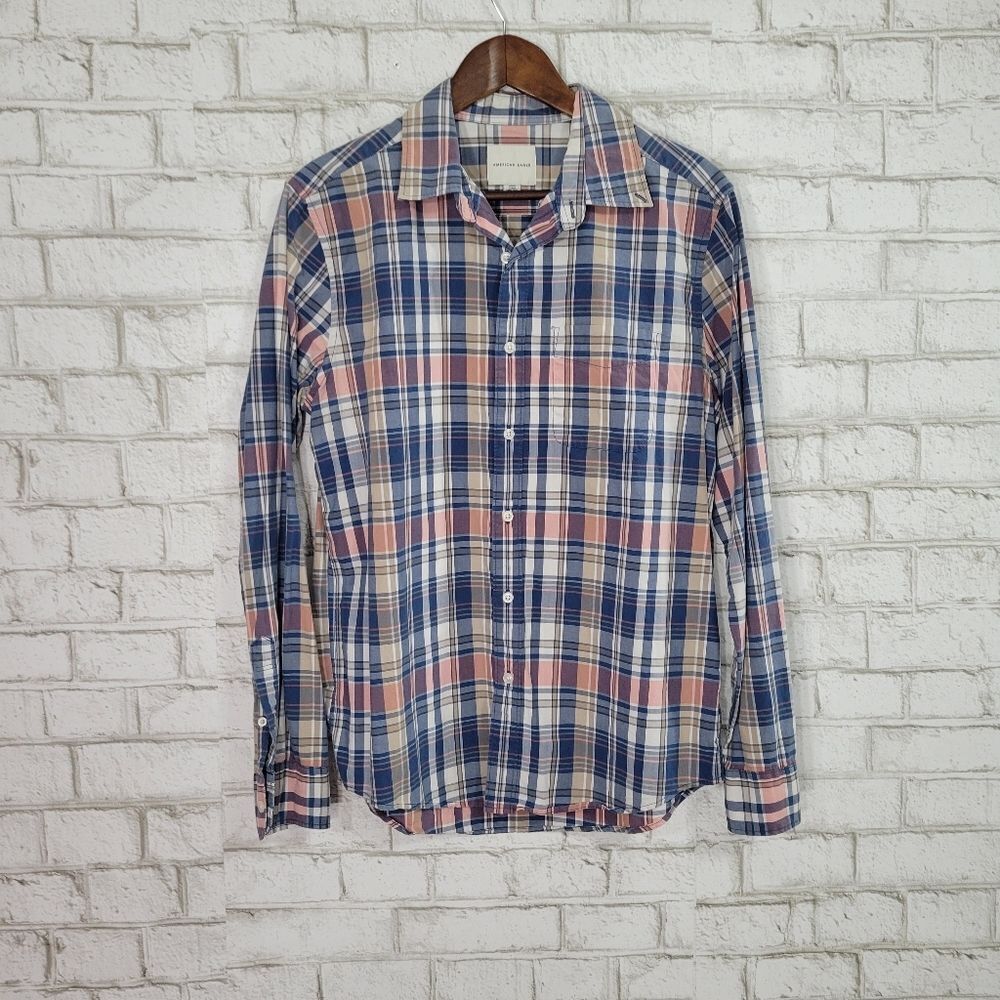 AEO mens flannel print button down top
